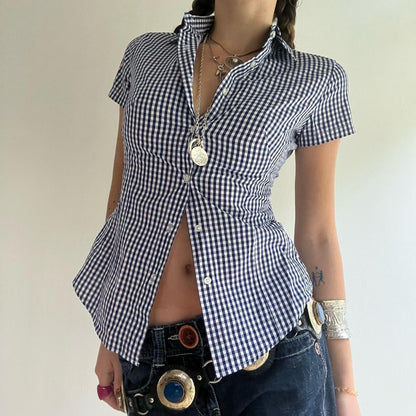 BM French style doll collar shirt for women 2025 summer Spring Autumn new design sense niche slim fit slimming short sleeve shirt