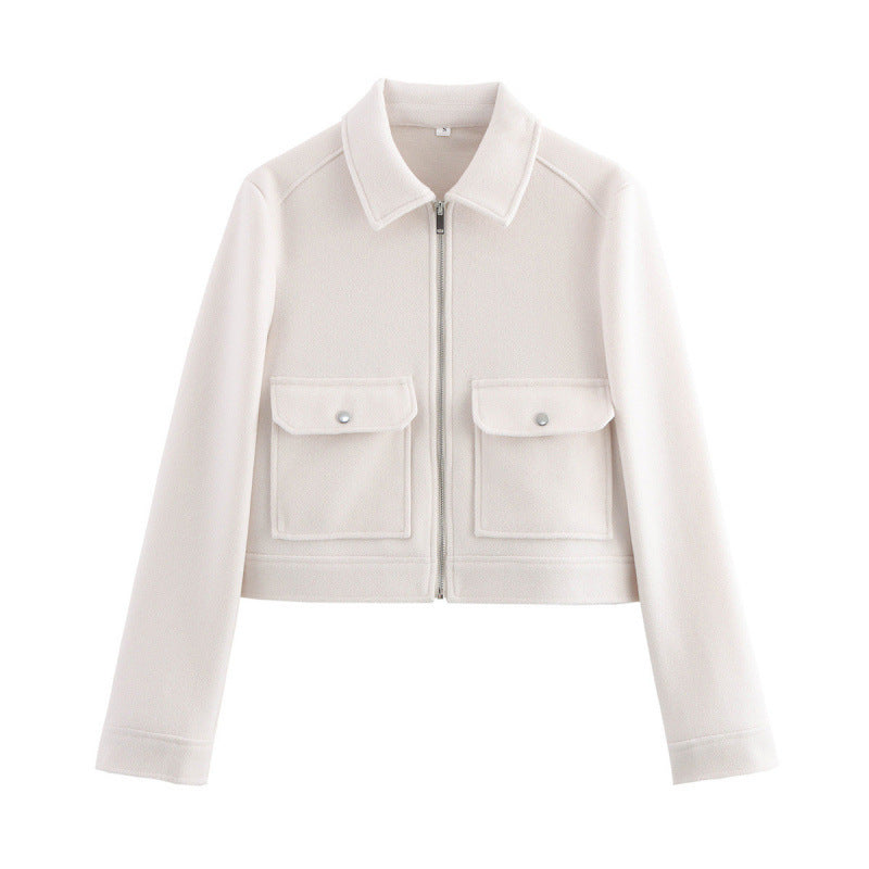 Cross-border autumn Europe and America cross border women's clothing street fashion casual soft woolen jacket coat