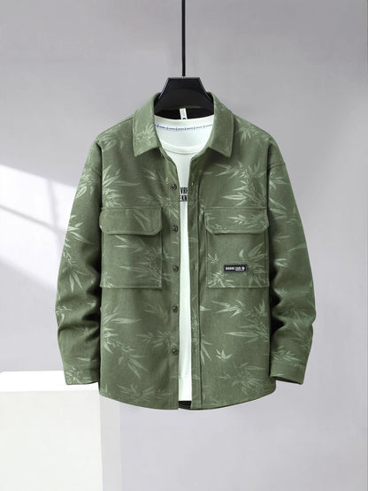 Plus-sized plus size Spring and Autumn casual jacket lapel hooded jacket loose oversized men's stylish loose wear shirt jacket