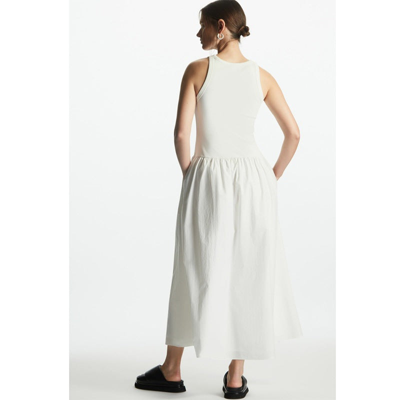 COS style 2024 Summer new casual version round neck stitch stitching vest dress stitching design
