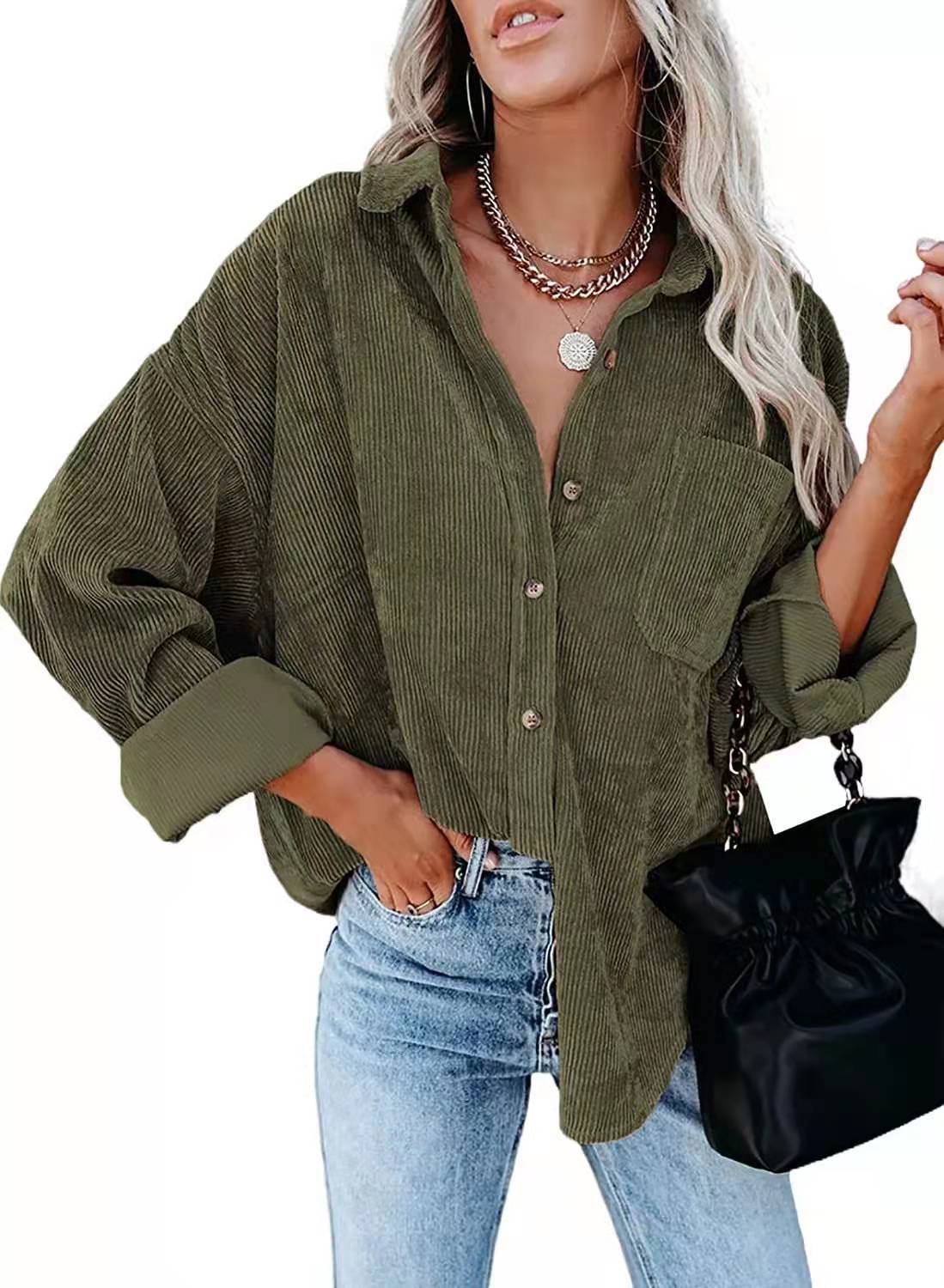 Amazon independent station hot sale 2022 autumn and winter New Europe and America cross border Foreign Trade women's long sleeved shirt shirt for women