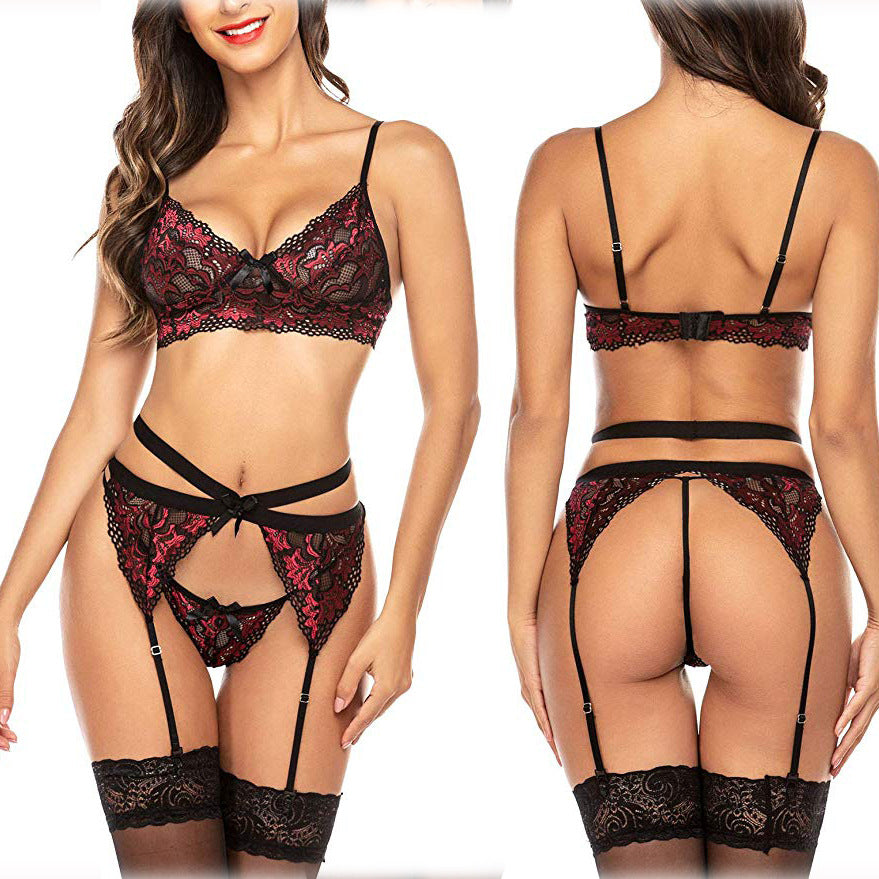 Sexy lingerie cross-border supply European and American Foreign trade sexy women's embroidered lace underwear set Wholesale