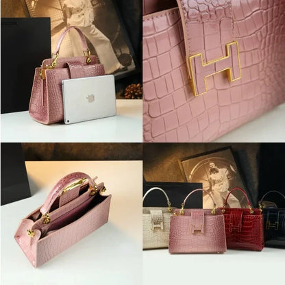 High-grade crocodile pattern leather tote women's 2024 new cross-border foreign trade fashion all-match shoulder messenger bag
