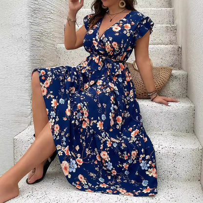 AliExpress Amazon Temu half support 2024 Spring and Autumn new women's plus size long dress