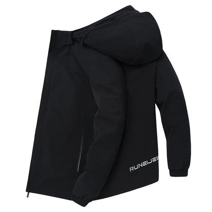 Casual colorblock jacket met ritssluiting zakken en capuchon
