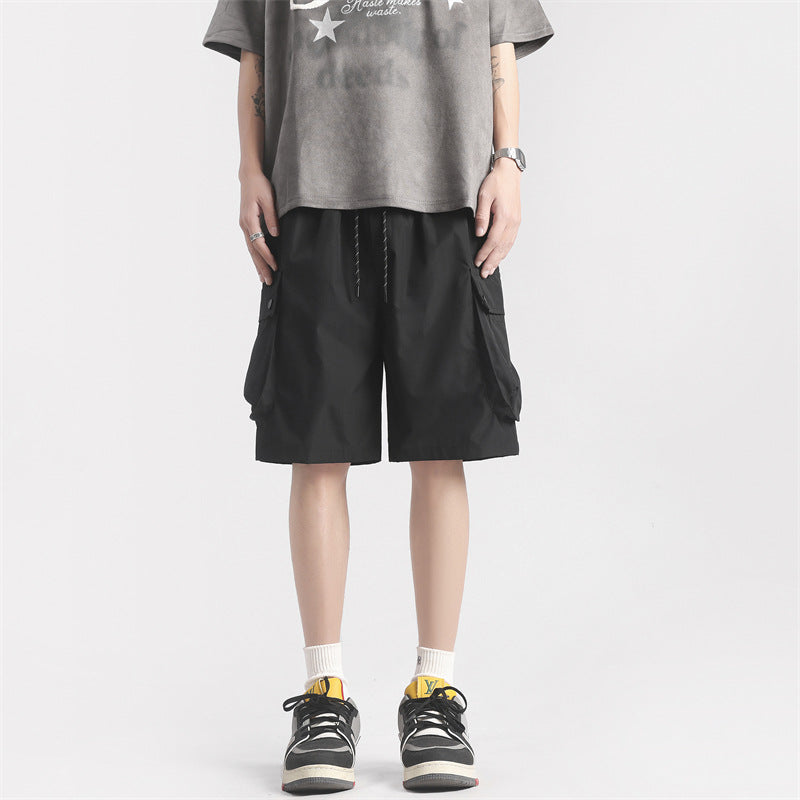 LKTM men's clothing# American retro large workwear with pocket shorts men's fashion brand Pu Shuai loose casual plus size shorts