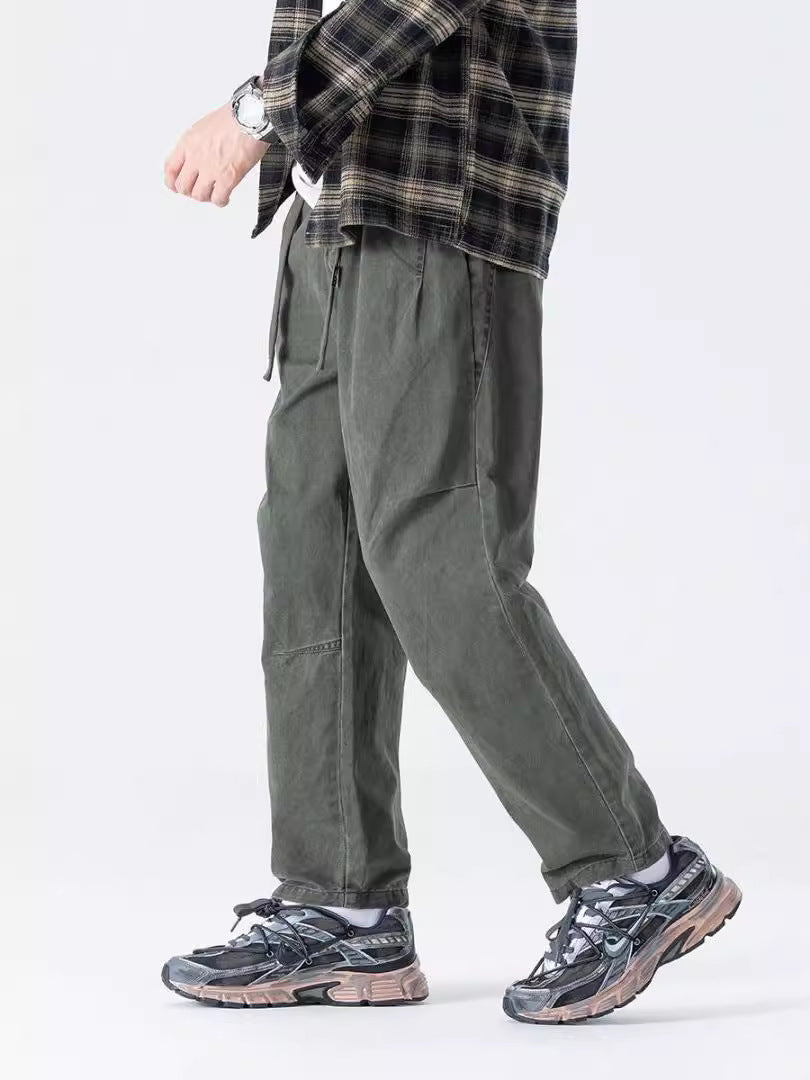 Autumn and Winter new American retro loose cargo pants men's straight plus size casual simple all-matching trousers fashion brand men's clothing