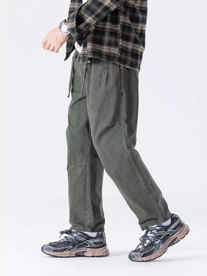 Autumn and Winter new American retro loose cargo pants men's straight plus size casual simple all-matching trousers fashion brand men's clothing