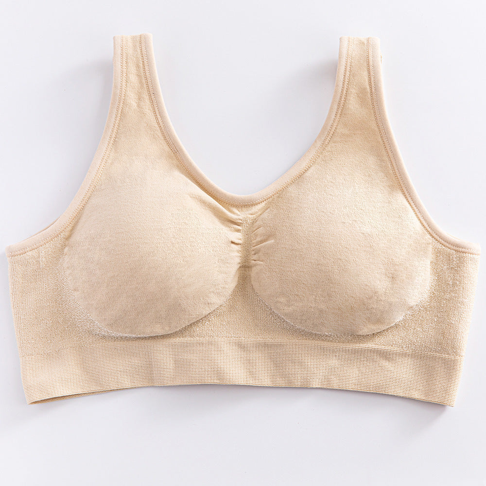 Factory Direct supply cross-border hot plus size bright silk vest body shaping wireless bra female big chest seamless