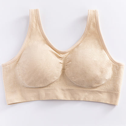 Factory Direct supply cross-border hot plus size bright silk vest body shaping wireless bra female big chest seamless