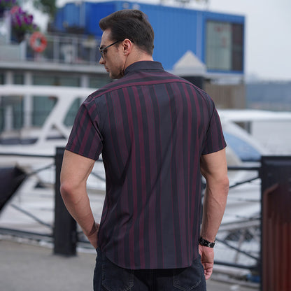 Plus size men's clothing short sleeve shirt summer new style fat brother plus size plus-sized striped shirt fat guy loose casual fashion