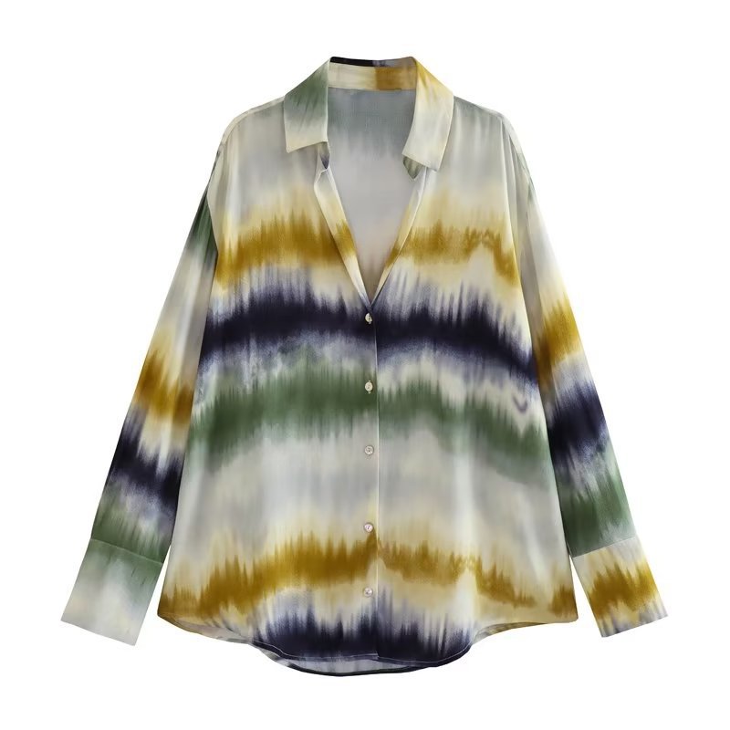 2023 Summer tie-dye women's shirt tie-dye trousers straight pants suit personality