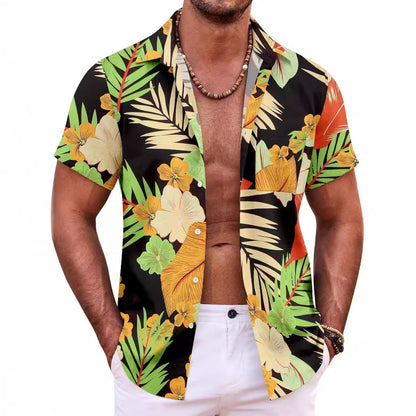 Men's Hawaiian shirt short sleeve button shirt tropical summer beach blouse casual floral Hawaiian shirt
