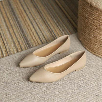 French flat pumps 2025 new spring and autumn pointed gentle fairy lady commuter low-cut work shoes plus size nurse shoes