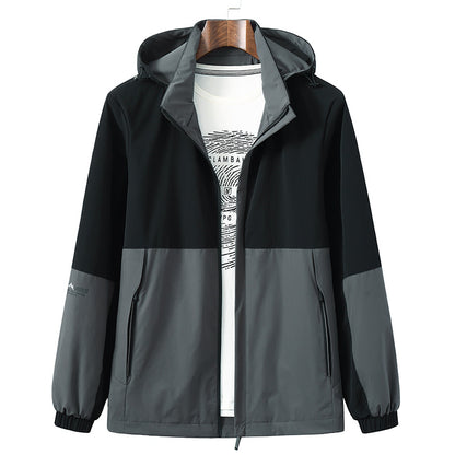Casual colorblock jacket met ritssluiting zakken en capuchon