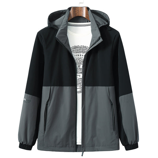 Casual colorblock jacket met ritssluiting zakken en capuchon