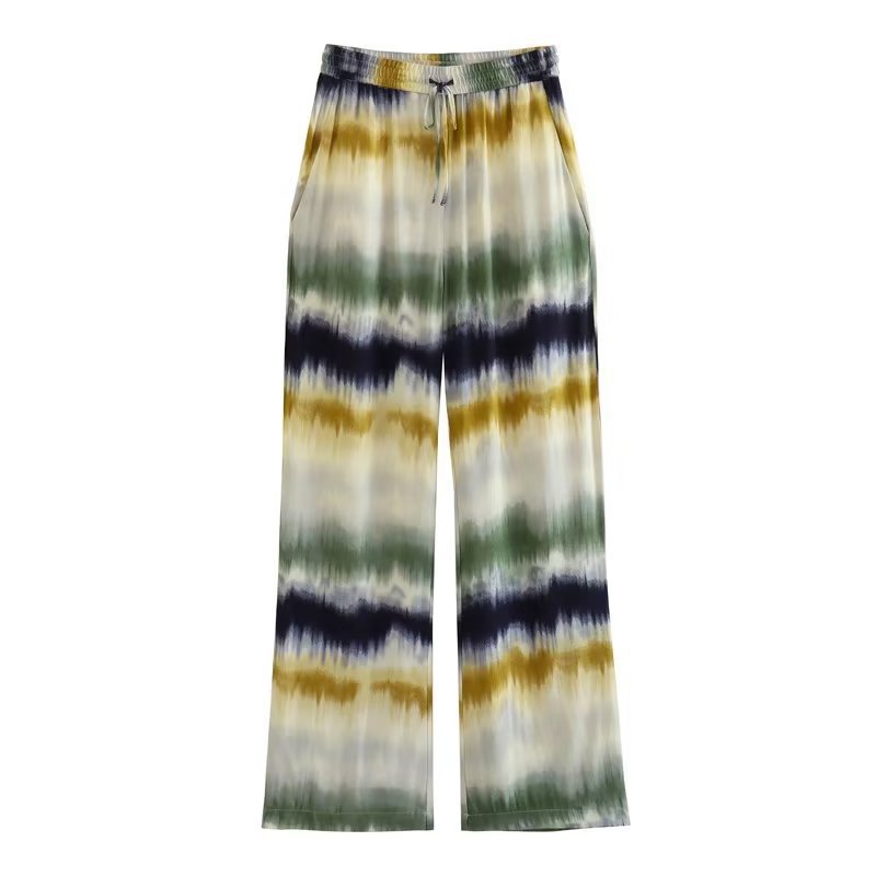 2023 Summer tie-dye women's shirt tie-dye trousers straight pants suit personality