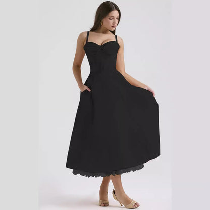 Europe and America cross border elegant floral series French summer strap gentle dress slimming floral strap dress