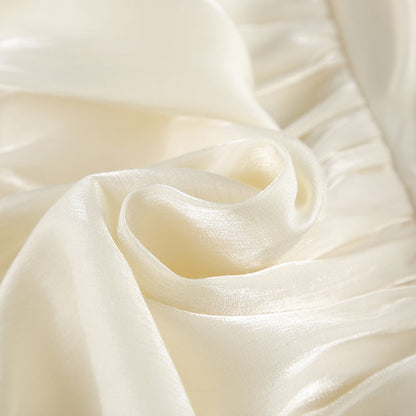 Spring 2026 cross-border new arrival gold and silver silk halter waist-tight vest women's sexy off-shoulder irregular temperament top