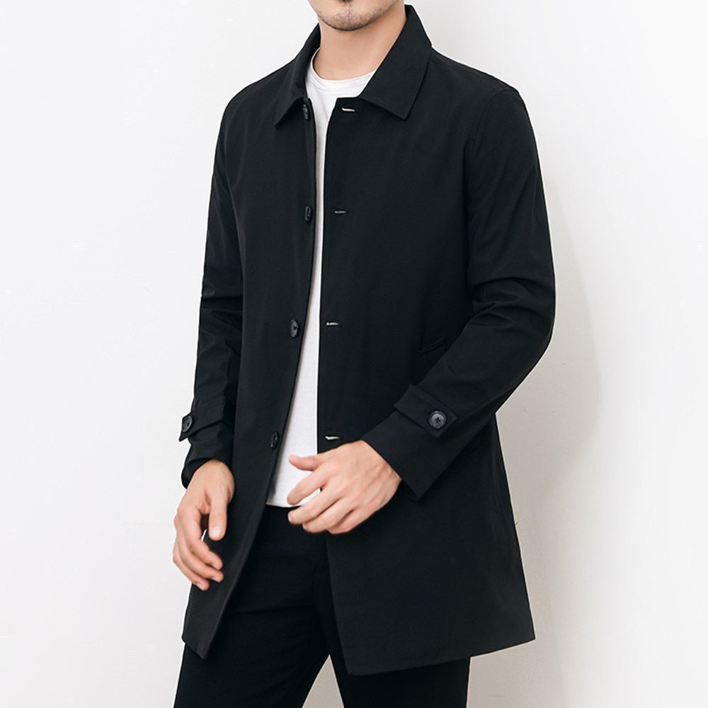 Business casual trench coat lapel coat coat high-grade 2025 jacket men's spring and summer Spring and Autumn plus size high-end