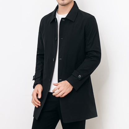 Business casual trench coat lapel coat coat high-grade 2025 jacket men's spring and summer Spring and Autumn plus size high-end