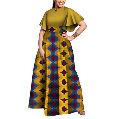 Plus size party dress African women's dress style Elegant Lady print wax clothing