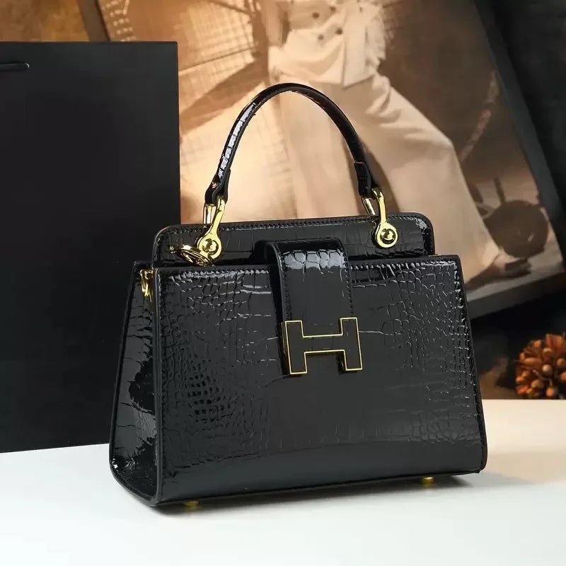 High-grade crocodile pattern leather tote women's 2024 new cross-border foreign trade fashion all-match shoulder messenger bag