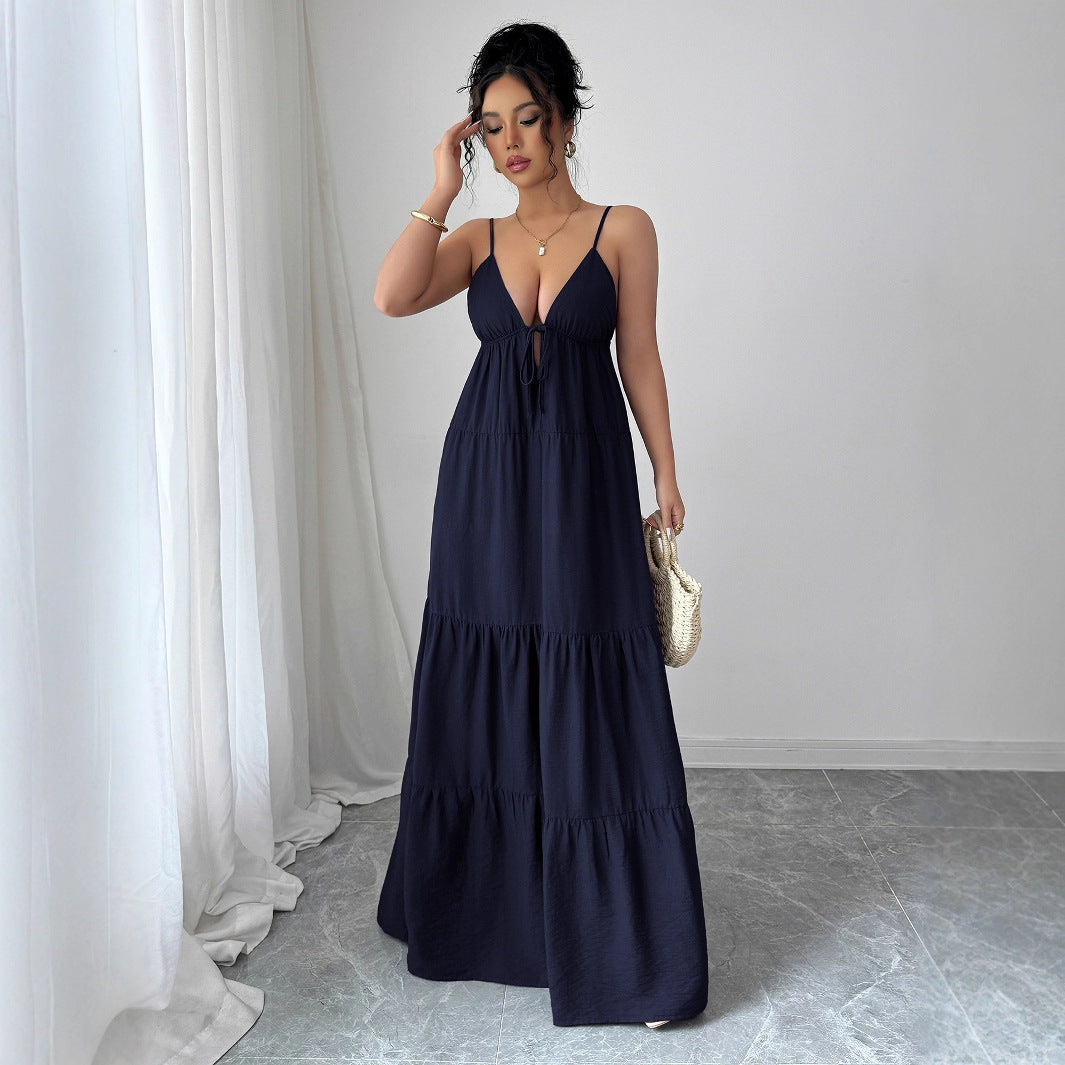 Cross-border European and American elegant sling High sense maxi dress women's clothing 2025 spring and summer Amazon independent station