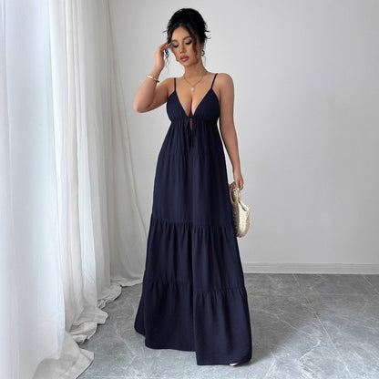 Cross-border European and American elegant sling High sense maxi dress women's clothing 2025 spring and summer Amazon independent station