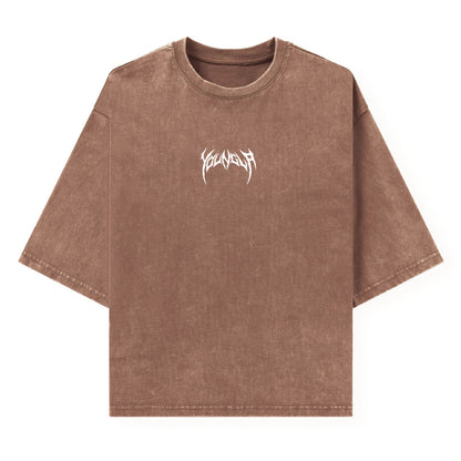 YOUNGLA American fashion brand men's T-shirt heavy cotton washed distressed printed casual round neck short sleeves top