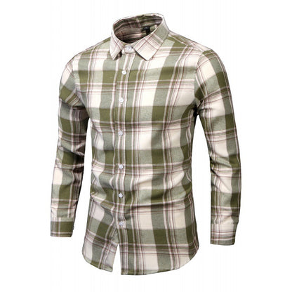 Men's long-sleeved shirt 2023 spring new shirt spring and autumn foreign trade large size shirt lapel shirt plaid shirt men
