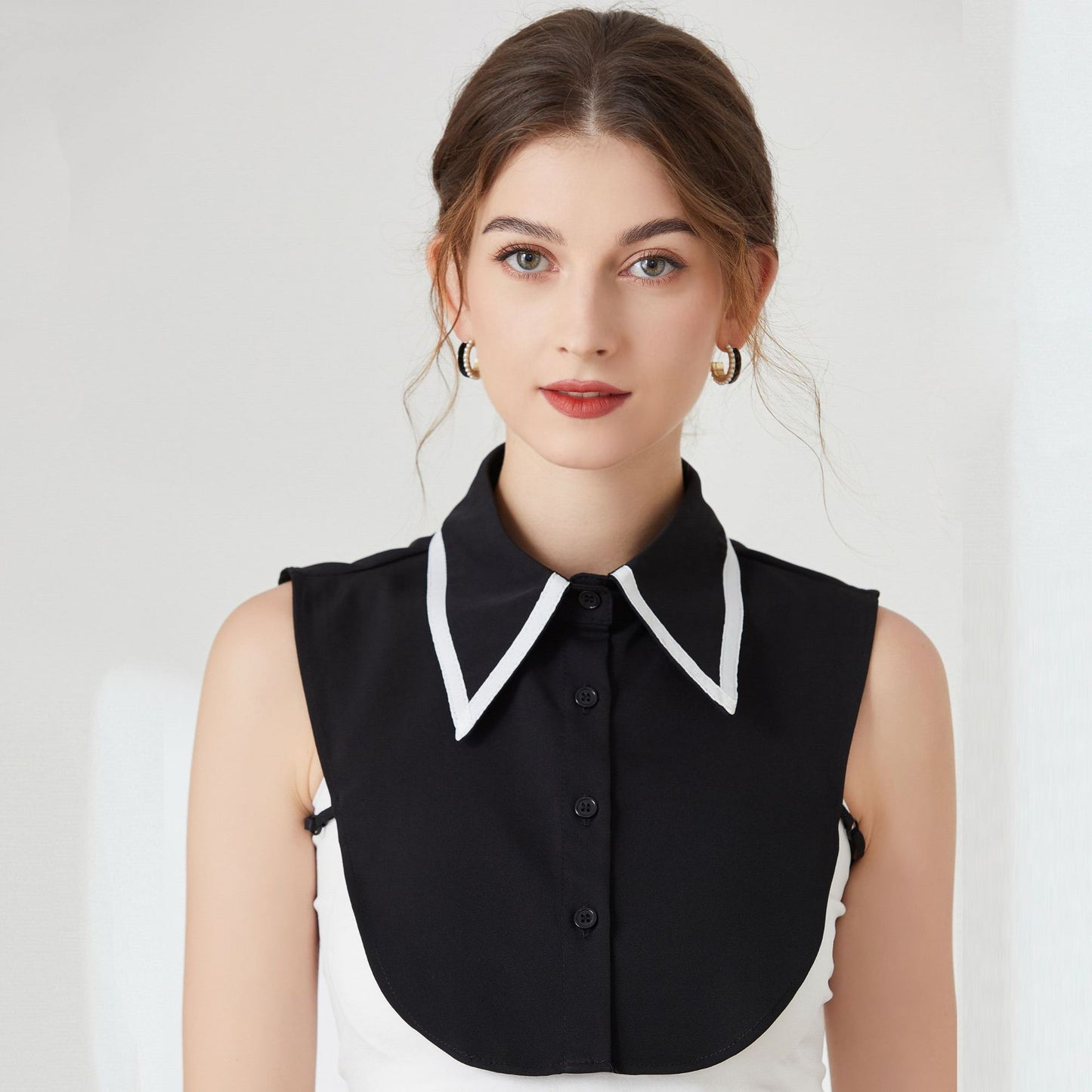 Women's detachable collar women's autumn and winter all-match fashion pointed collar houndstooth shirt collar women's long shirt collar cross-border manufacturers