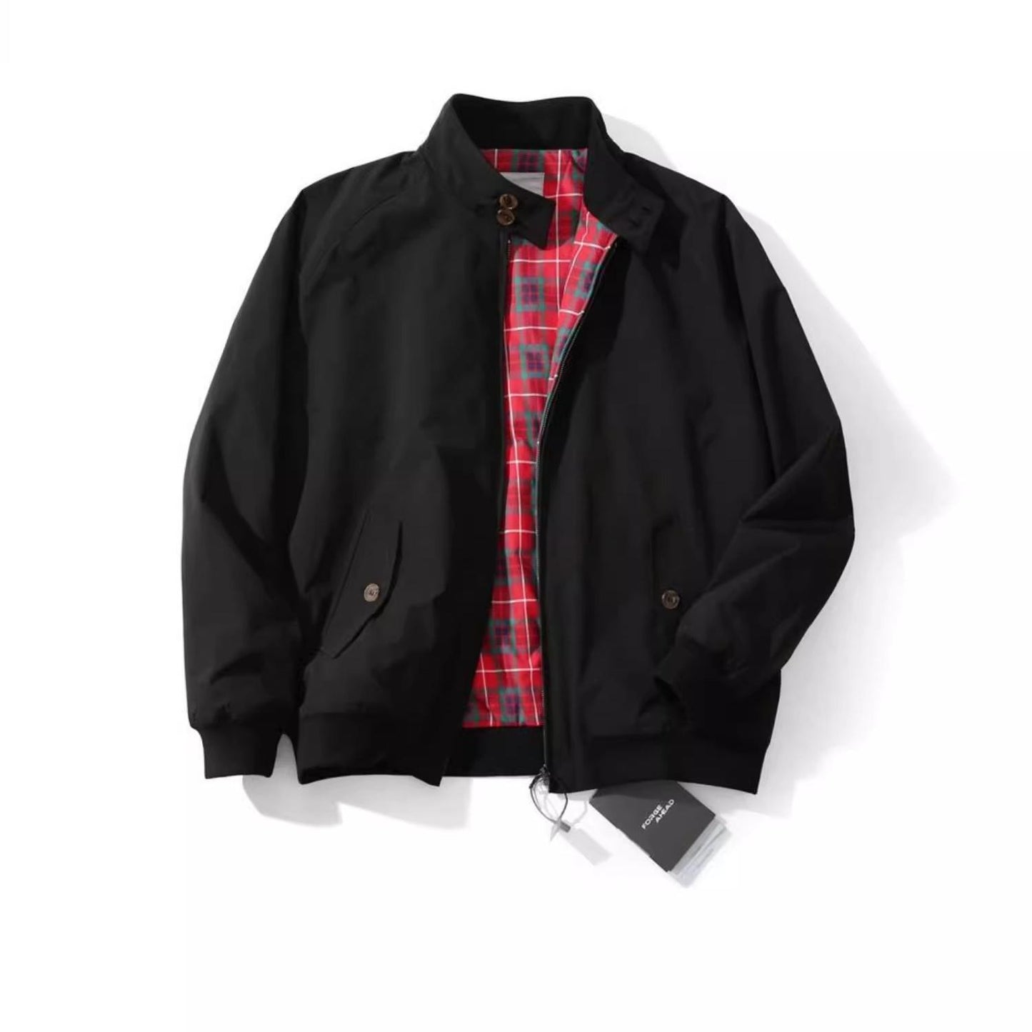 American Retro Tough Guy Bomber Jacket 3M Harrington Tooling Spring And Autumn Solid Color All-match Vertical Collar Three-proof Jacket For Men