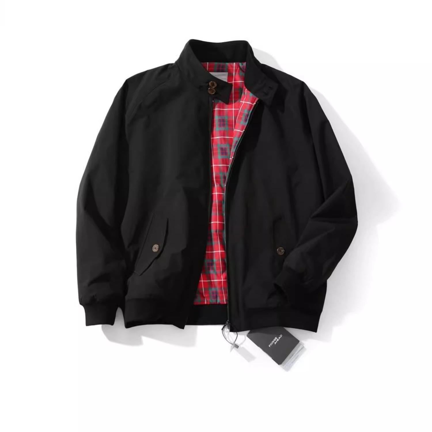 American Retro Tough Guy Bomber Jacket 3M Harrington Tooling Spring And Autumn Solid Color All-match Vertical Collar Three-proof Jacket For Men