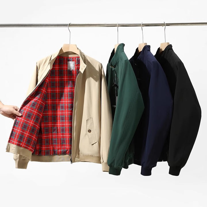 American Retro Tough Guy Bomber Jacket 3M Harrington Tooling Spring And Autumn Solid Color All-match Vertical Collar Three-proof Jacket For Men