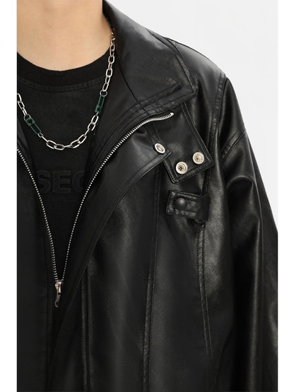 American PU Leather Pilot Jacket for Men Spring Fall Fashion Brand Design