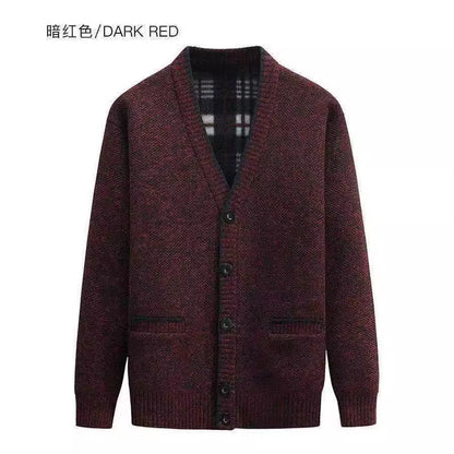 Men's Velvet Sweater Cardigan V Neck