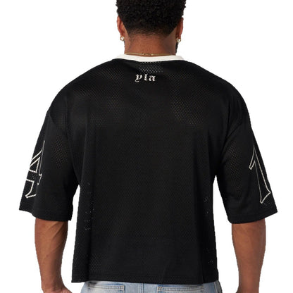 YOUNGLA American fashion brand oversized T-shirt men's exercise workout quick-drying breathable large mesh printed short-sleeved top