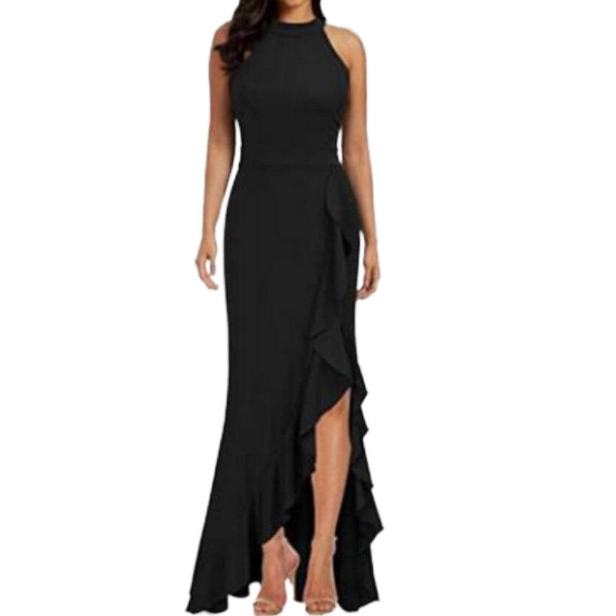 Spring/summer 2022 European and American Foreign Trade women's clothing eBay AliExpress wish maxi dress split ruffled evening dress dress