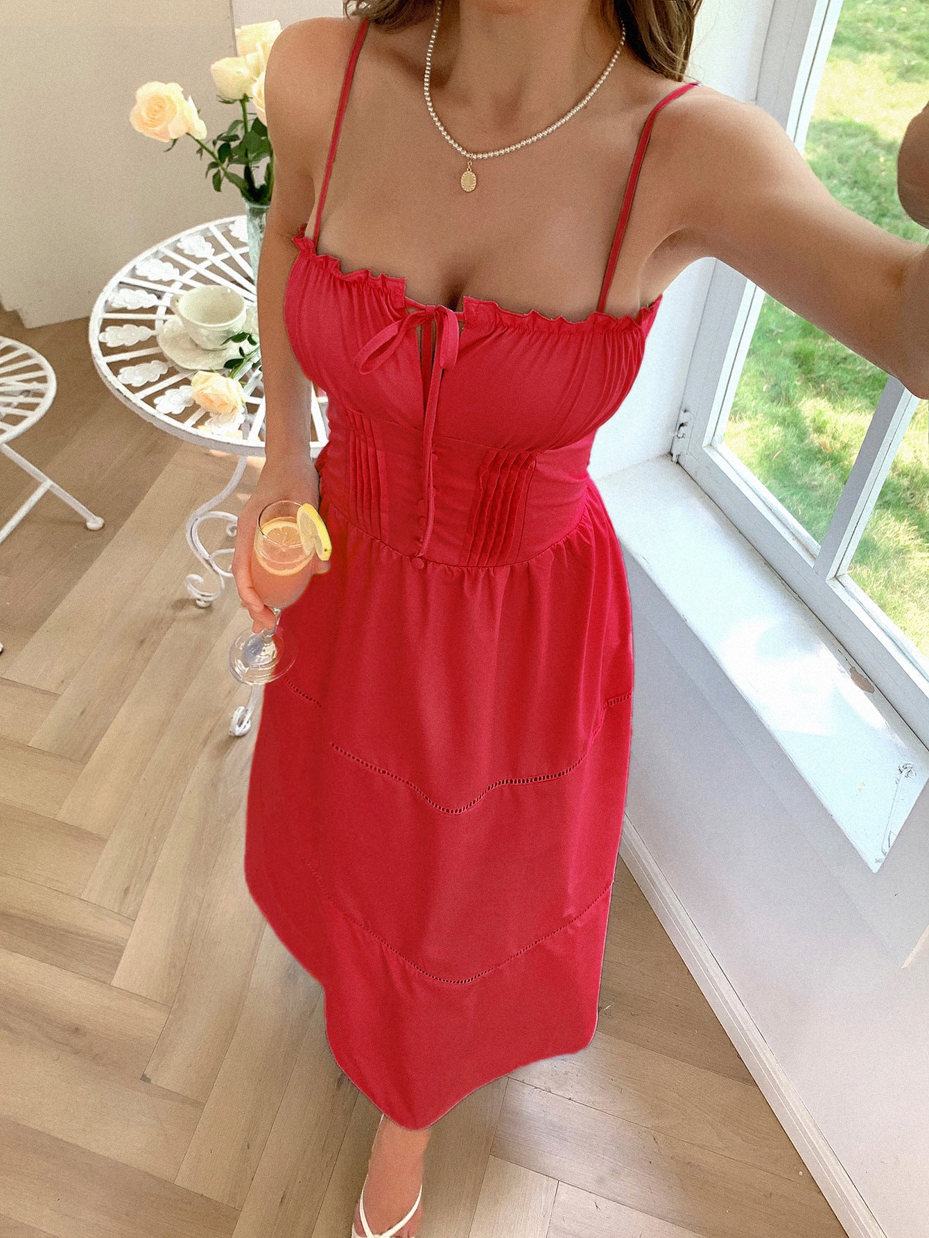 Diyun European and American leisure vacation style sling advanced maxi dress women's clothing 2025 spring and summer Amazon independent station