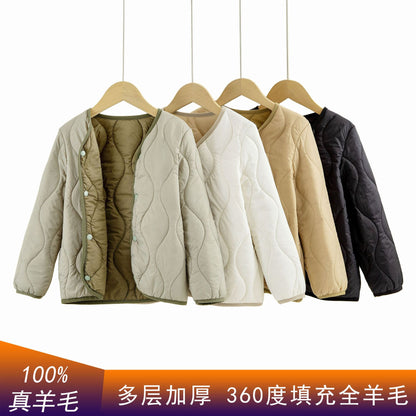 Children's lightweight wool filled down jacket liner warm long sleeves boys and girls children teens babies school uniform winter clothes