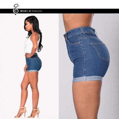 Cross-border e-commerce sourcing 2025 European and American new style women's clothing AliExpress Wish best-selling denim shorts with rolled-up hem sexy hot pants