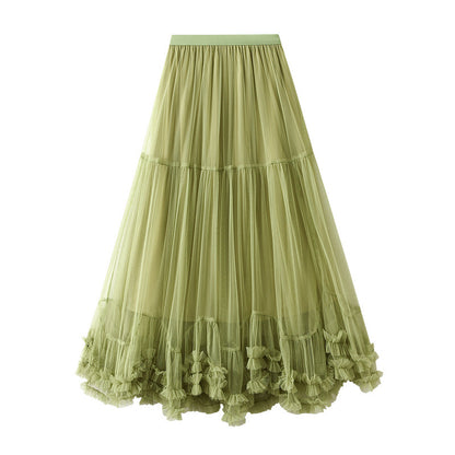 Oversized swing design fashion mesh skirt sweet fungus lace A- line large hem pettiskirt 4932