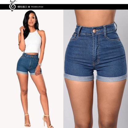 Cross-border e-commerce sourcing 2025 European and American new style women's clothing AliExpress Wish best-selling denim shorts with rolled-up hem sexy hot pants