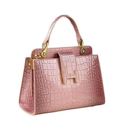 High-grade crocodile pattern leather tote women's 2024 new cross-border foreign trade fashion all-match shoulder messenger bag