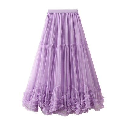 Oversized swing design fashion mesh skirt sweet fungus lace A- line large hem pettiskirt 4932