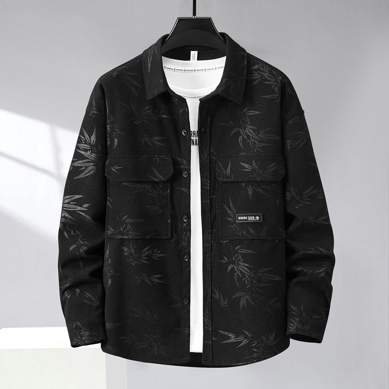 Plus-sized plus size Spring and Autumn casual jacket lapel hooded jacket loose oversized men's stylish loose wear shirt jacket