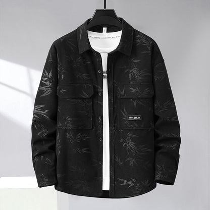Plus-sized plus size Spring and Autumn casual jacket lapel hooded jacket loose oversized men's stylish loose wear shirt jacket