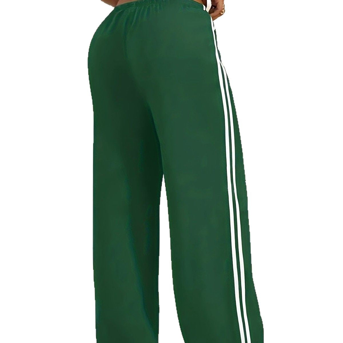 Plus size women's side striped straight casual pants sports pants female loose casual sweatpants wide leg pants plus size women's pants