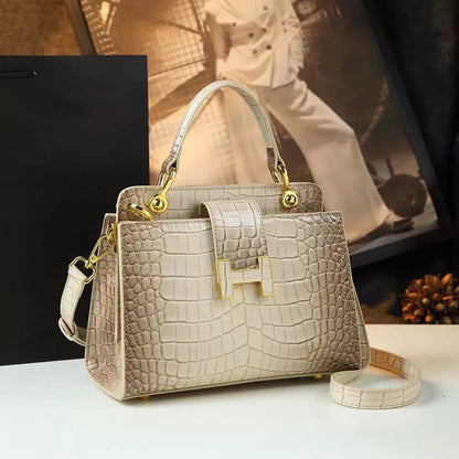 High-grade crocodile pattern leather tote women's 2024 new cross-border foreign trade fashion all-match shoulder messenger bag